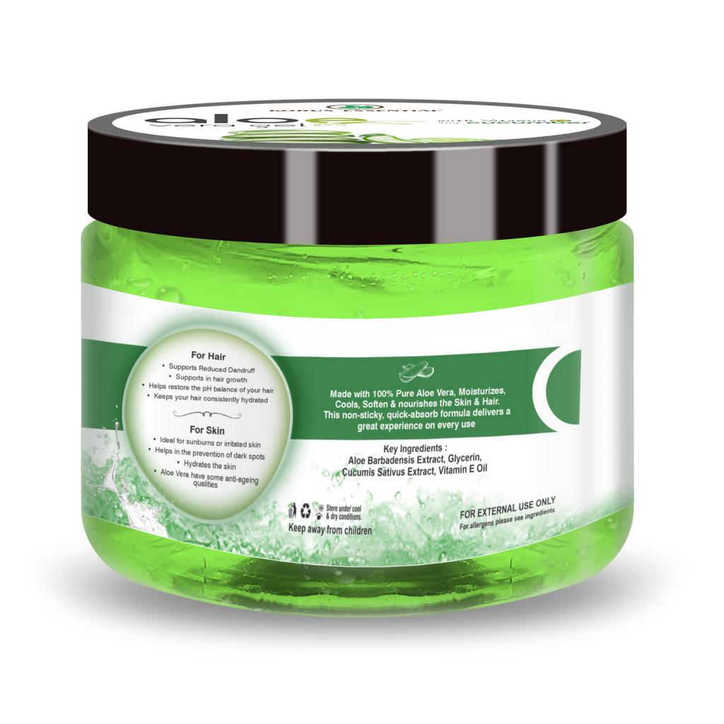 Korus Essential Aloe Vera Gel with Cucumber and Vitamin E | Grocsy
