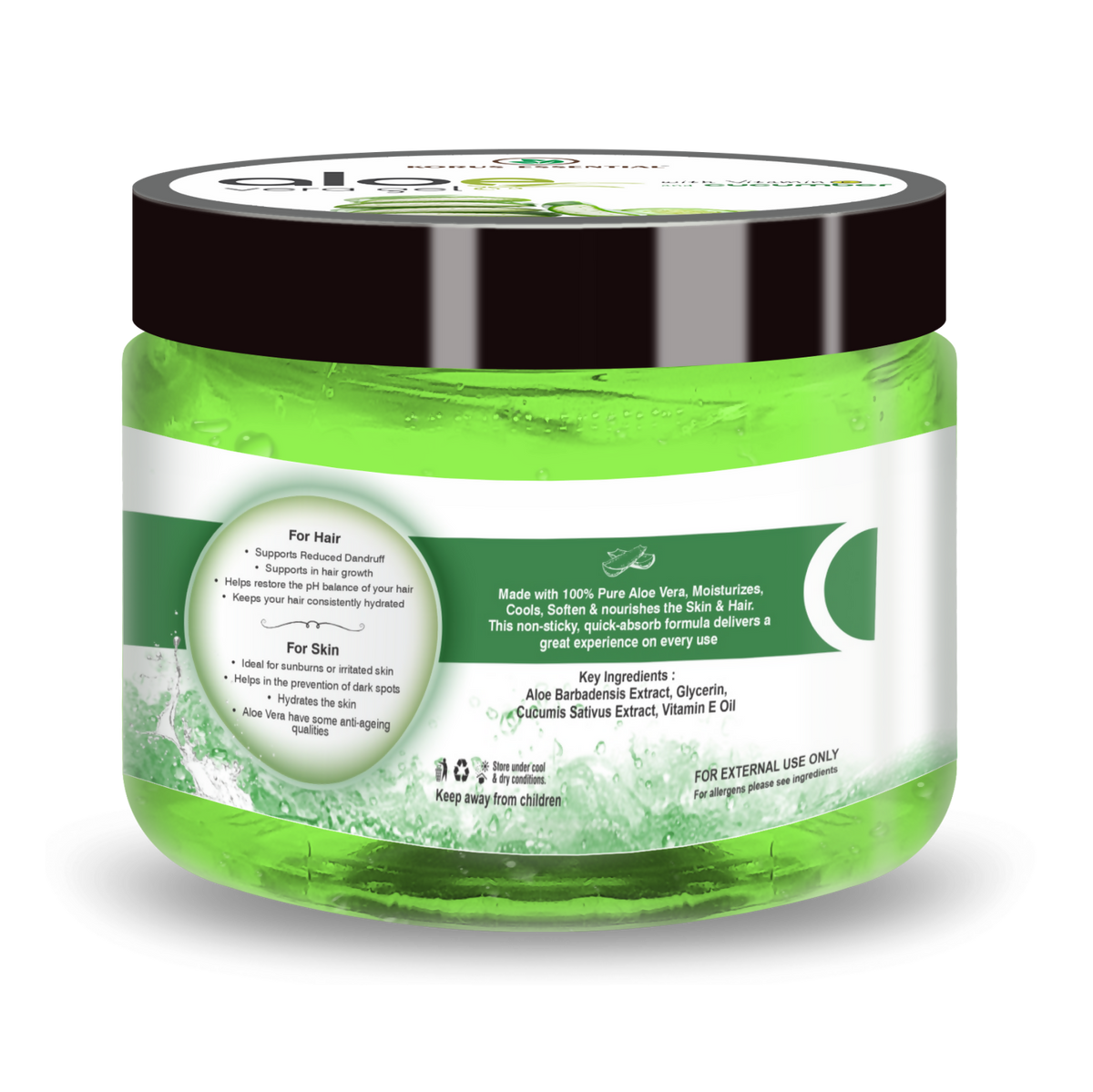 Korus Essential Aloe Vera Gel with Cucumber and Vitamin E | Grocsy