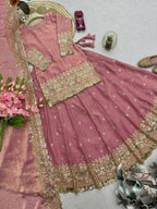Teeya Creation Pink Color Fendy Satin Heavy Embroidery Work Wedding Wear Stitched Lehenga Choli | Grocsy