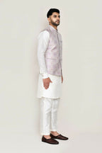 Joban Fashion White Colored Art Silk Fabric Kurta, Jacket With Straight Fit Pant | Grocsy