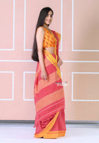 Very Much Indian Traditional Patteda Anchu Ilkal Handloom Saree-Disperse Orange | Grocsy