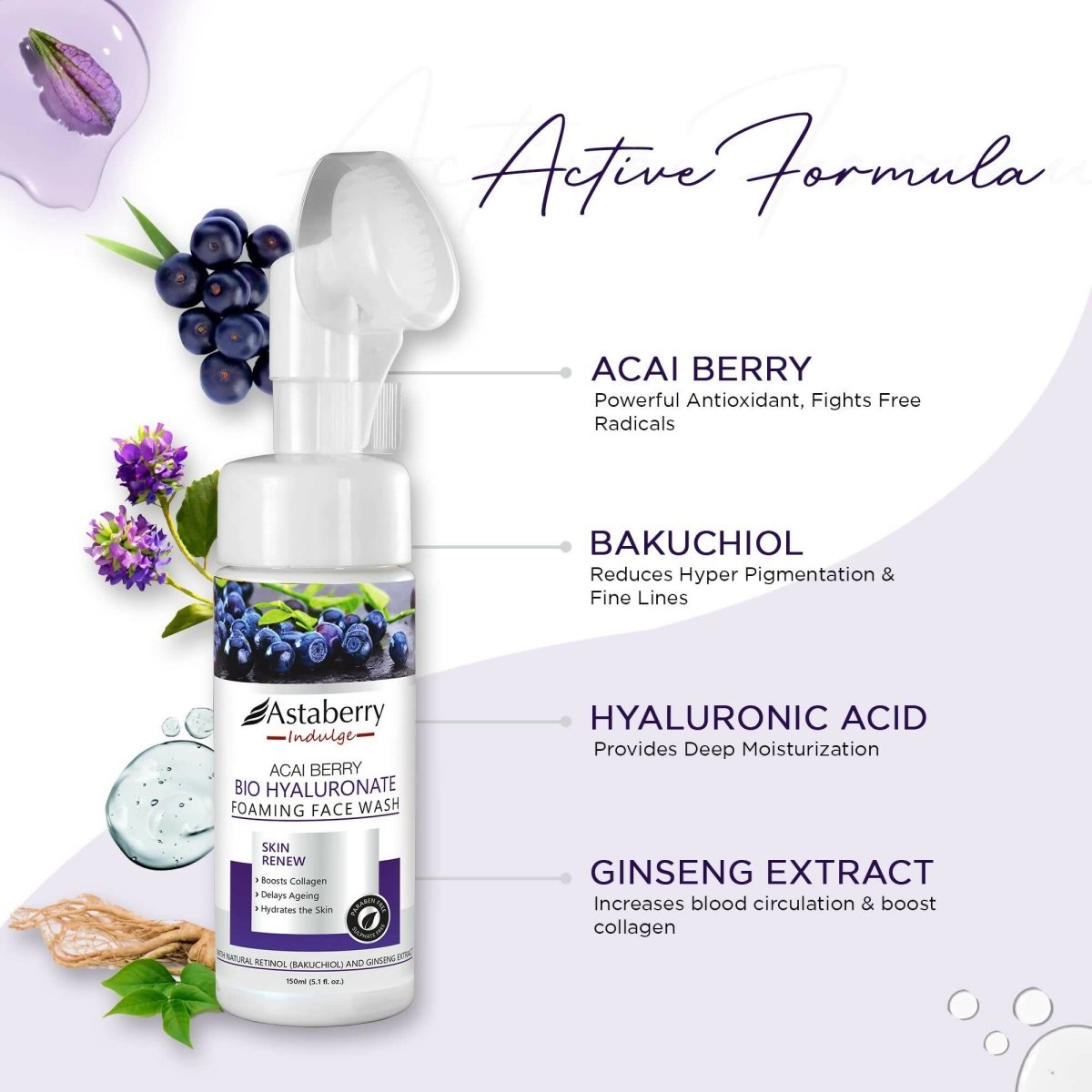 Astaberry Indulge Acai Berry Foaming Face Wash | Grocsy