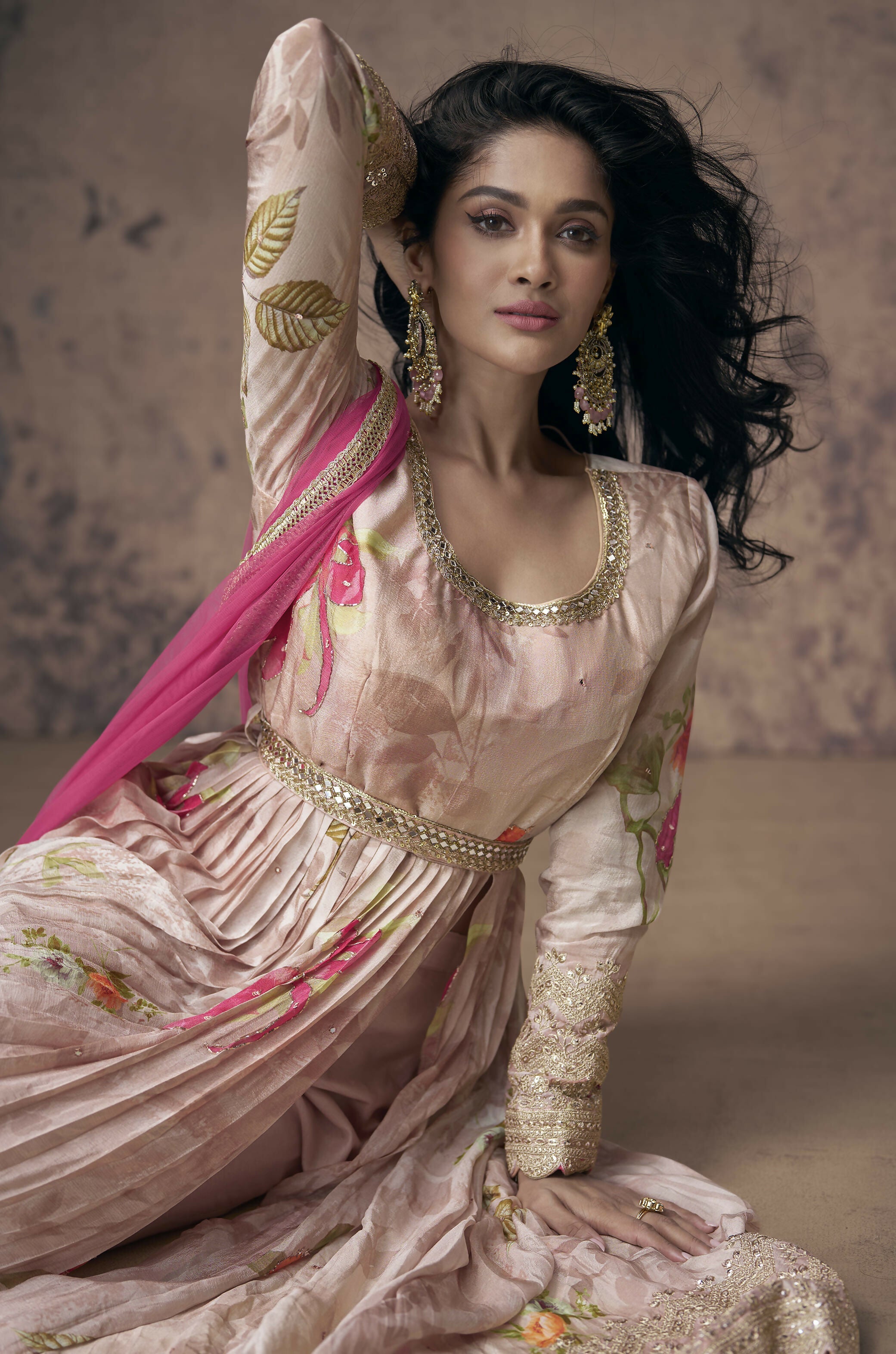 Vastranavya Georgette Digital Print With Sequence Embroidery Stitch Work Side Slit Abaya Style Suit | Grocsy