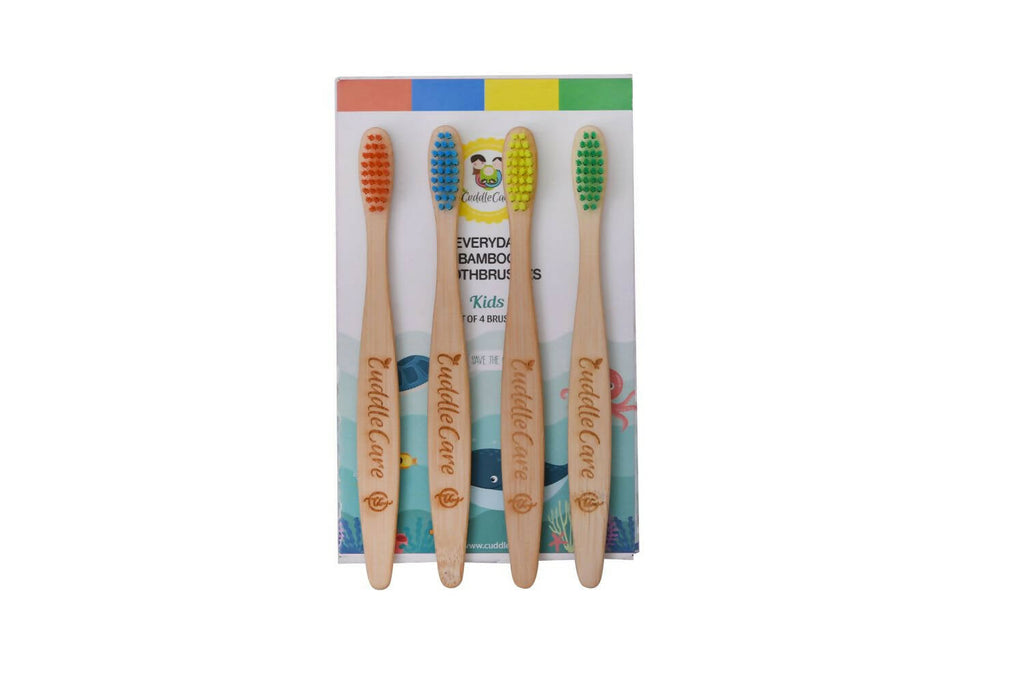 Cuddle Care Bamboo Toothbrushes for Kids (Pack of 4) | Grocsy