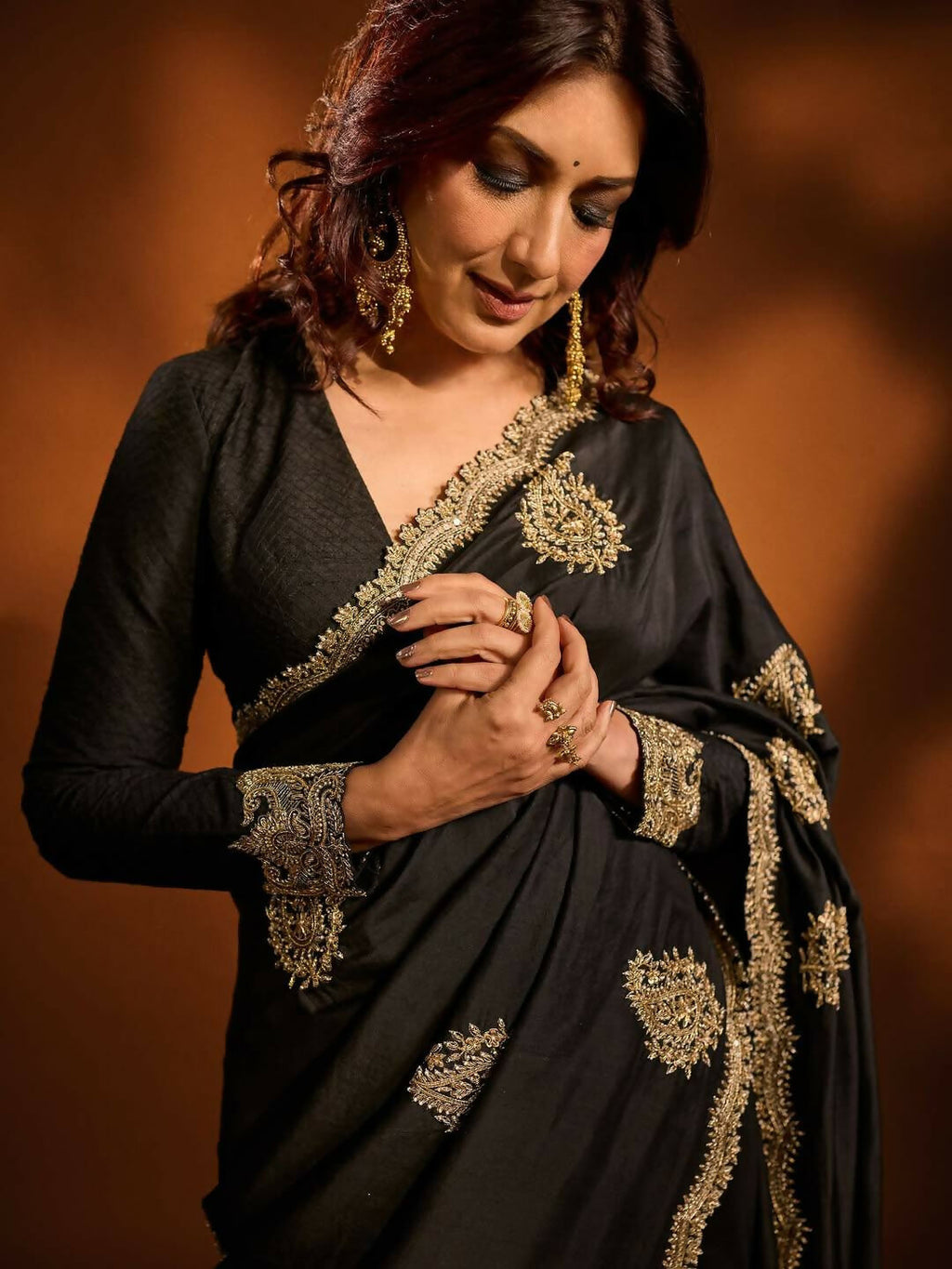 Joban Fashion Black Rangoli Crush Silk Party Wear Sarees | Grocsy