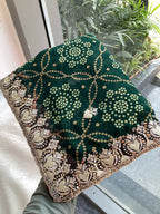 Teeya Creation New Trendy Leheriya Bandhani Georgette Saree For Daily Wear -Green | Grocsy