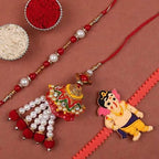 Bhaiya Bhabhi Pearl Set & Bal Ganesha Rakhi | Grocsy