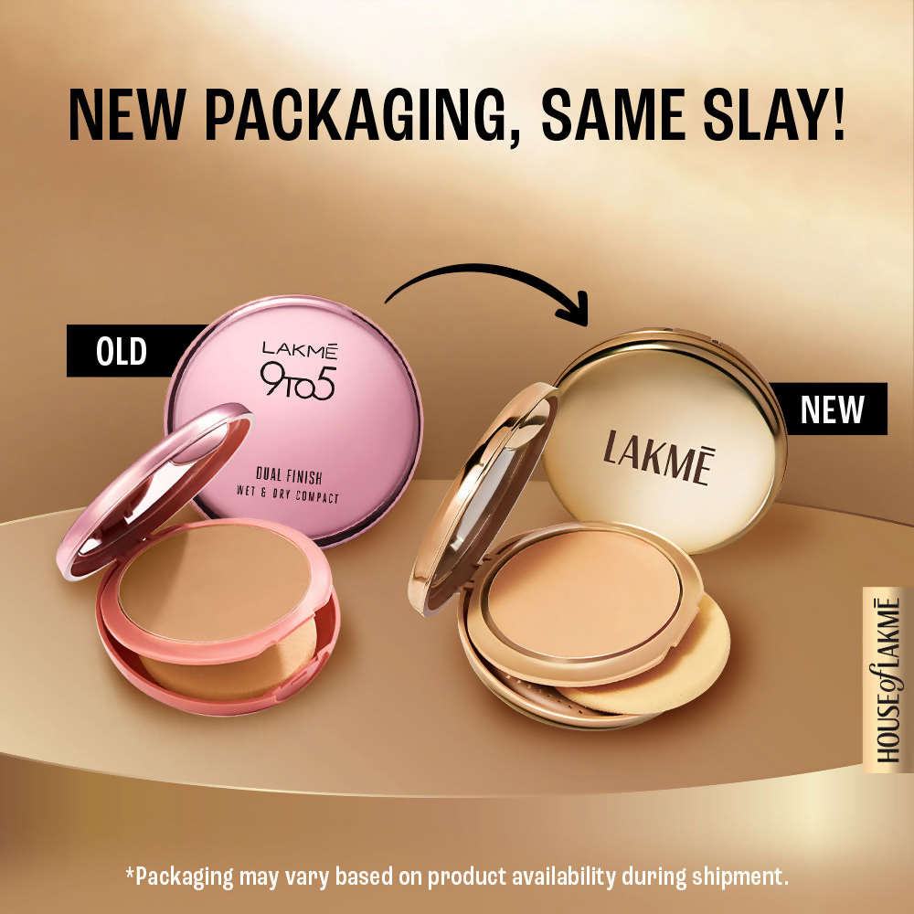 Lakme 9 To 5 Unreal Dual Cover Pressed Powder, 2 In 1 Compact + Foundation - 16 Sand | Grocsy