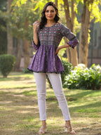 Juniper Women's Lavender Printed Flared Tunic | Grocsy