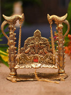 CraftVatika Gold-Polished & Red Swing Jhula Singhasan Pooja Chowki | Grocsy