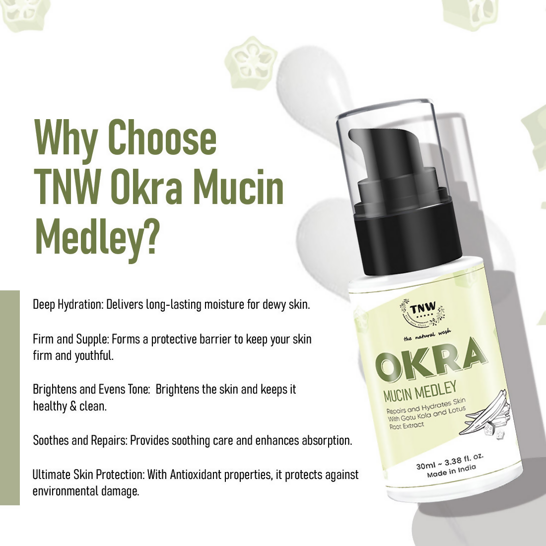 The Natural Wash Okra Mucin Serum For Long-Lasting Long-Lasting Moisturized Skin | Grocsy