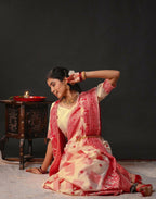 Joban Fashion Cream Silk Woven Durga Puja Saree | Grocsy