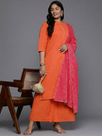 Ahalyaa Women's Traditional wear Kurta Set - Orange | Grocsy