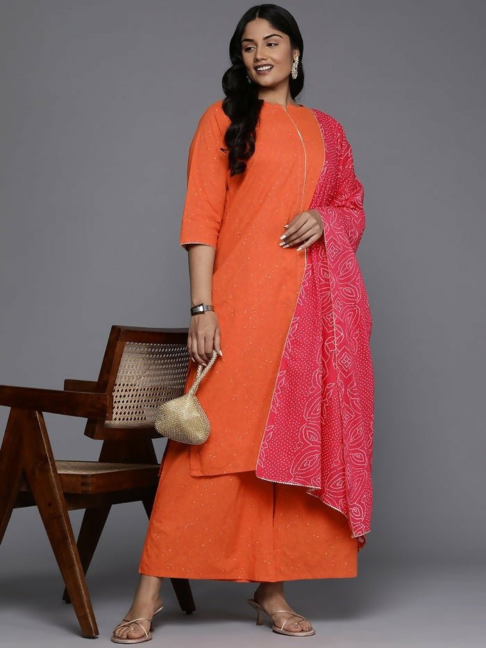 Ahalyaa Women's Traditional wear Kurta Set - Orange | Grocsy