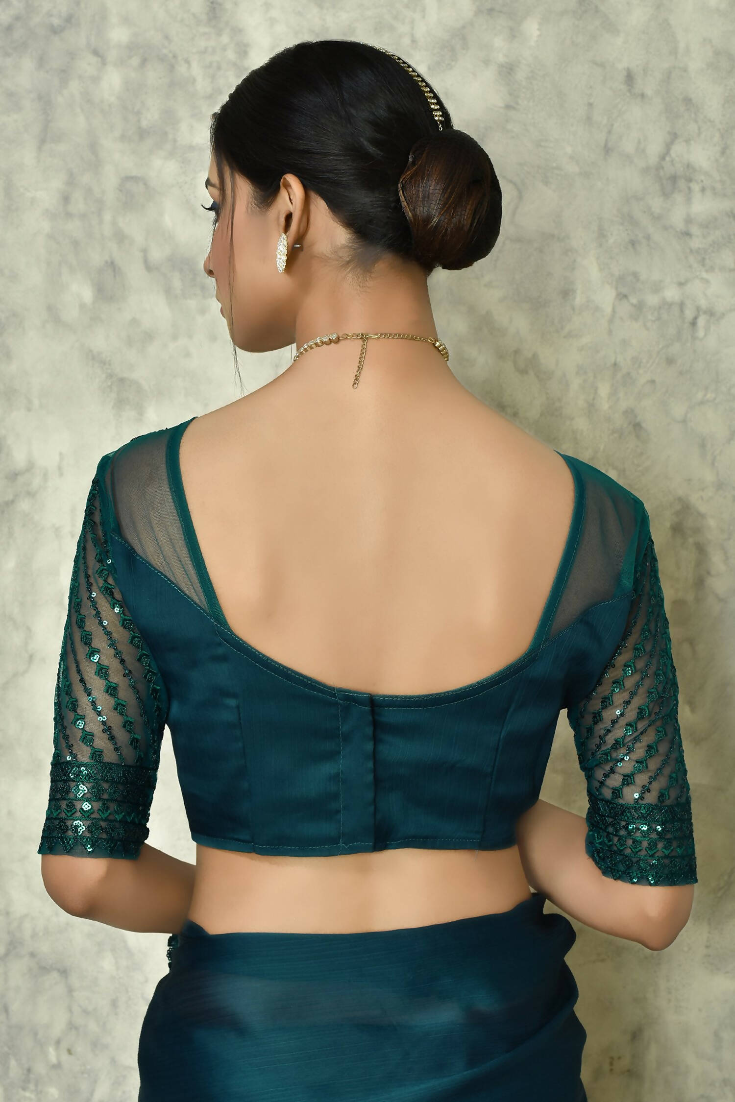Teal Silk Solid Designer Saree with Blouse - Purvi | Grocsy