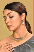 Joban Fashion Women Brass Golden White Ad Necklace Set | Grocsy