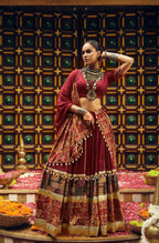 Teeya Creation Maroon Colour Rayon Silk Digital Print Fully Stitched Navratri Lehenga | Grocsy