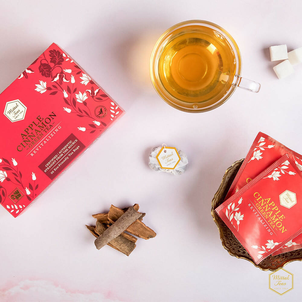 Mittal Teas Apple Cinnamon Green Tea - Eco Friendly Bags | Grocsy