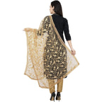A R Silk Net Emb. Fancy Dupatta Color Golden Dupatta or Chunni | Grocsy