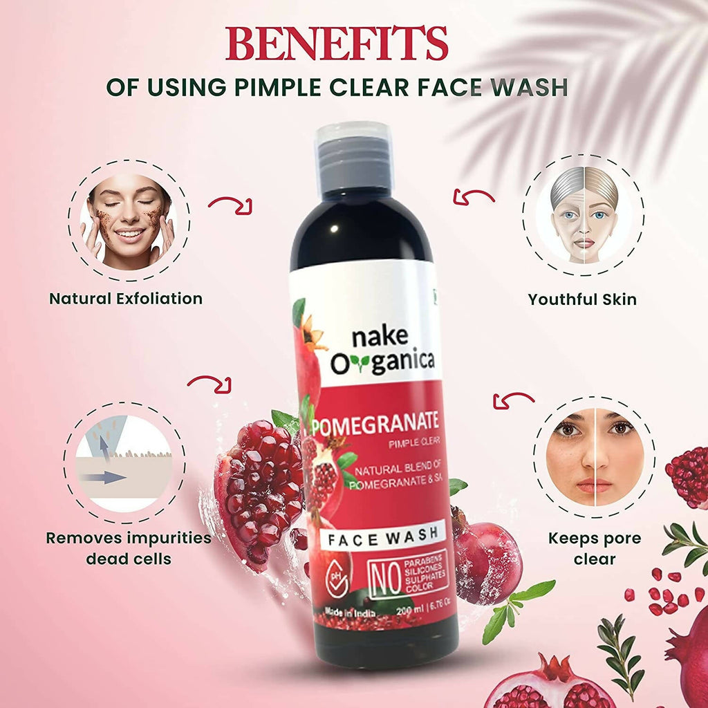 Nake Organica Pomegranate Pimple Clear Face Wash | Grocsy