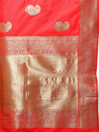 Lorenvalley Fashion Red Soft Silk Woven Design Gold Zari Weaving Saree | Grocsy