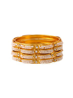 NVR Women's Set of 4 Gold-Polished Traditional Pearls Beaded Bangles