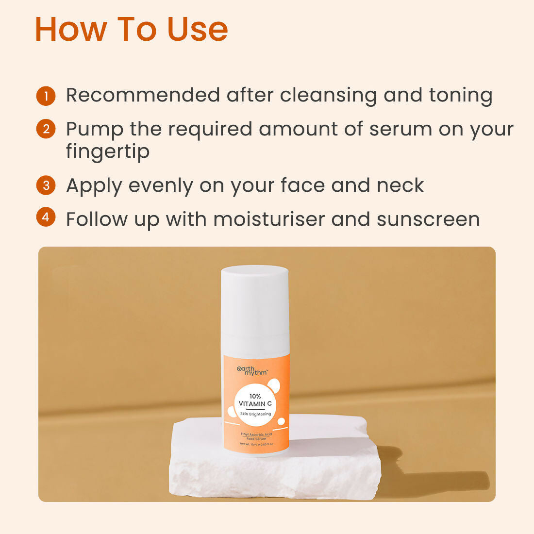 Earth Rhythm 10% Vitamin C Skin Brightening Face Serum | Grocsy