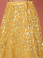 House of Panchhi Mustard Net Sequinse Work Lehenga & Blouse, Dupatta | Grocsy