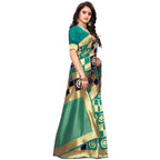 Vamika Banarasi Jaquard Rama Green Weaving Saree (Banarasi 25) | Grocsy