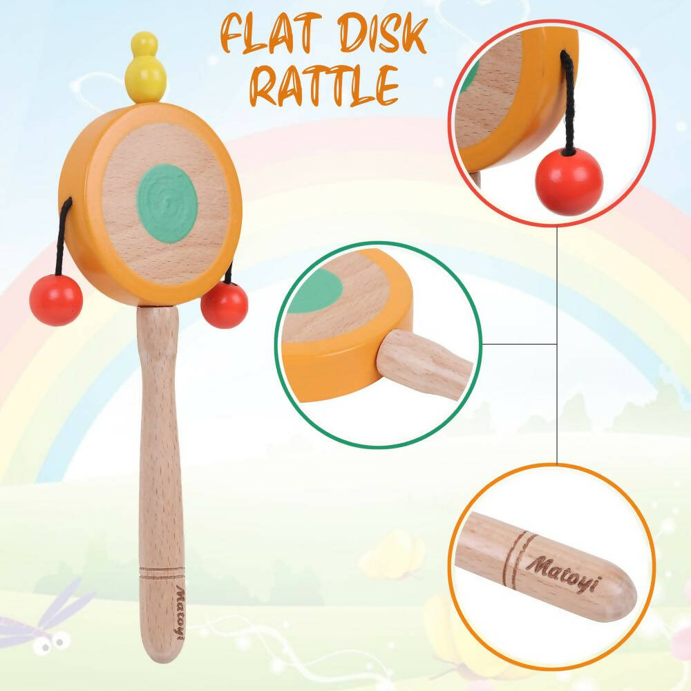 Matoyi Wooden Baby Flat Disk Rattle | Grocsy