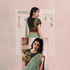 Sea Green Lycra Embroidery Designer Saree With Blouse - Mohmanthan Sitaarah | Grocsy
