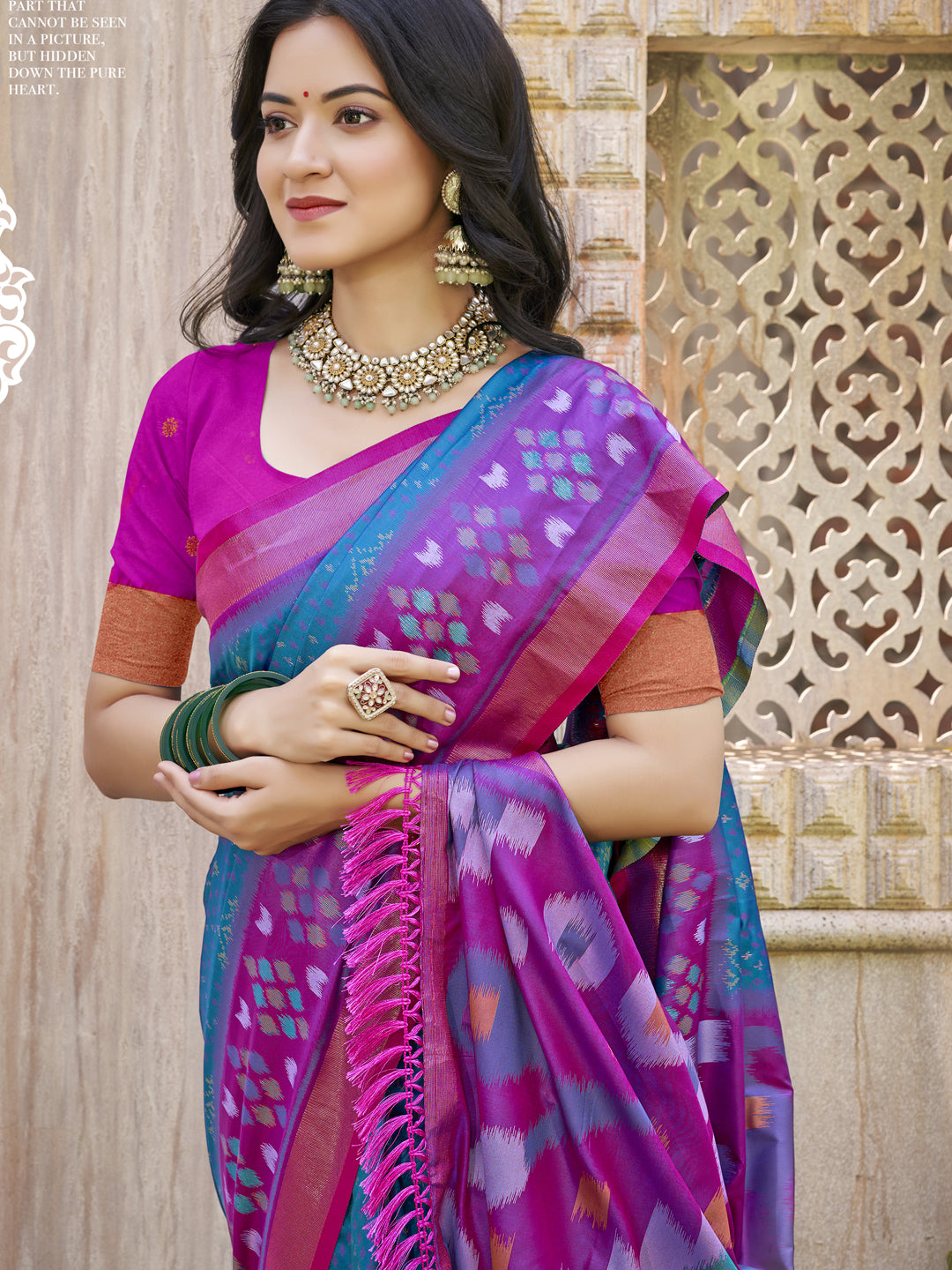 Anaita Teal Pochampally Silk Saree With Floral Printed Work With Blouse | Grocsy