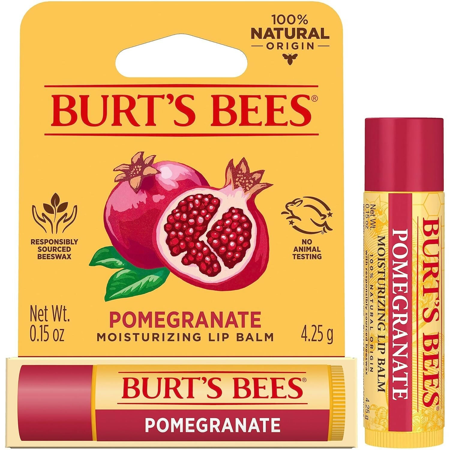 Burt's Bees Pomegranate Moisturizing Lip Balm | Grocsy