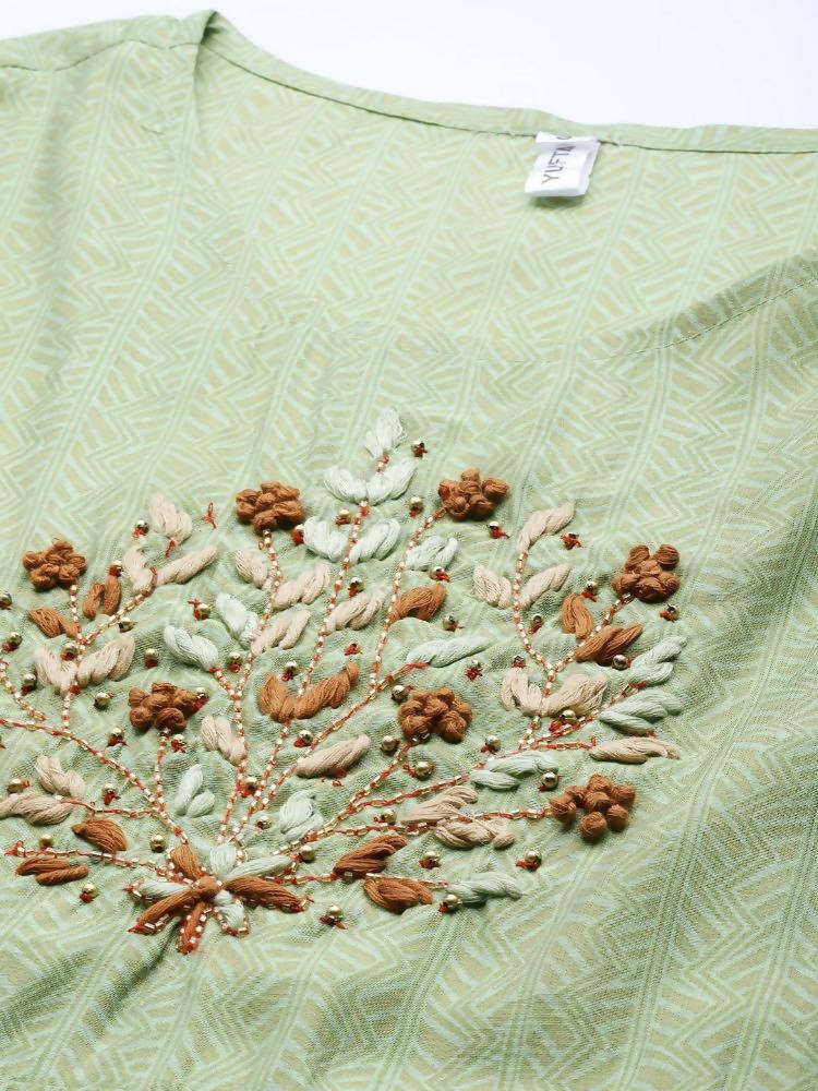 Yufta Silk Green Regular Dress Single | Grocsy