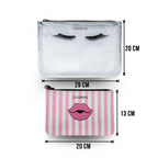 Colorbar Pouch Lips & Lashes Flat Pouches (Set Of Two) - White+Blush Pink | Grocsy