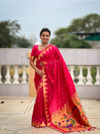 Vedant Vastram Soft Litchi Silk Banarasi Silk Jacquard Saree - Pink | Grocsy
