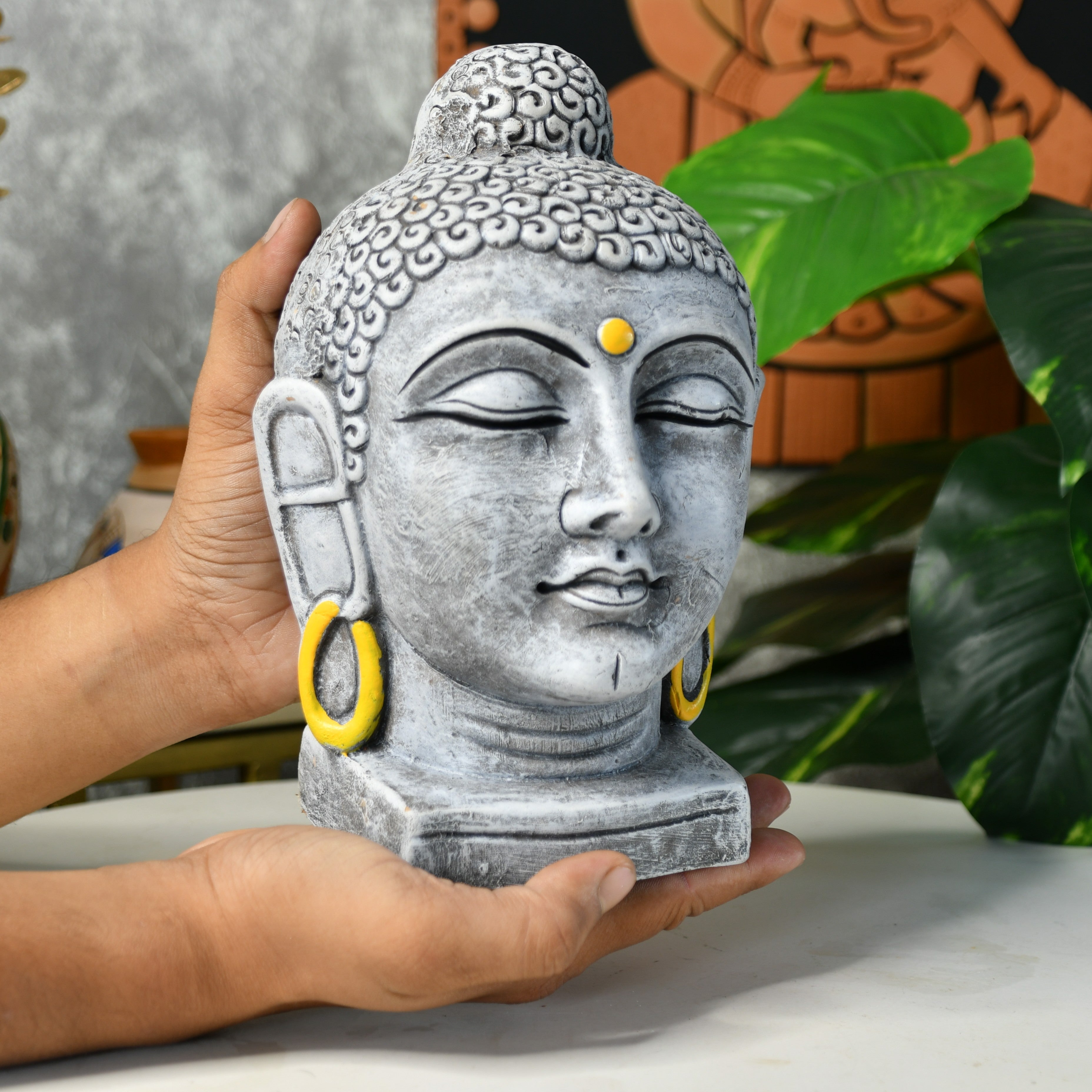 Sowpeace Premium Large Terracotta Meditating Buddha Head Tabletop | Grocsy