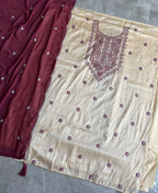 KC Khadi Cotton White Suit With Pink Dupatta 3 Piece Pair For Women | Grocsy