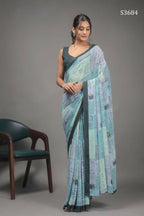 Pista Green Georgette Designer Printed Party Wear Saree - Cinderella | Grocsy