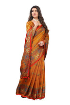 Vamika Mustard Jute Silk Mirror Work Saree | Grocsy