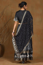 Juniper Women Black Shantoon Embroidered Flared Lehenga Choli Sets | Grocsy