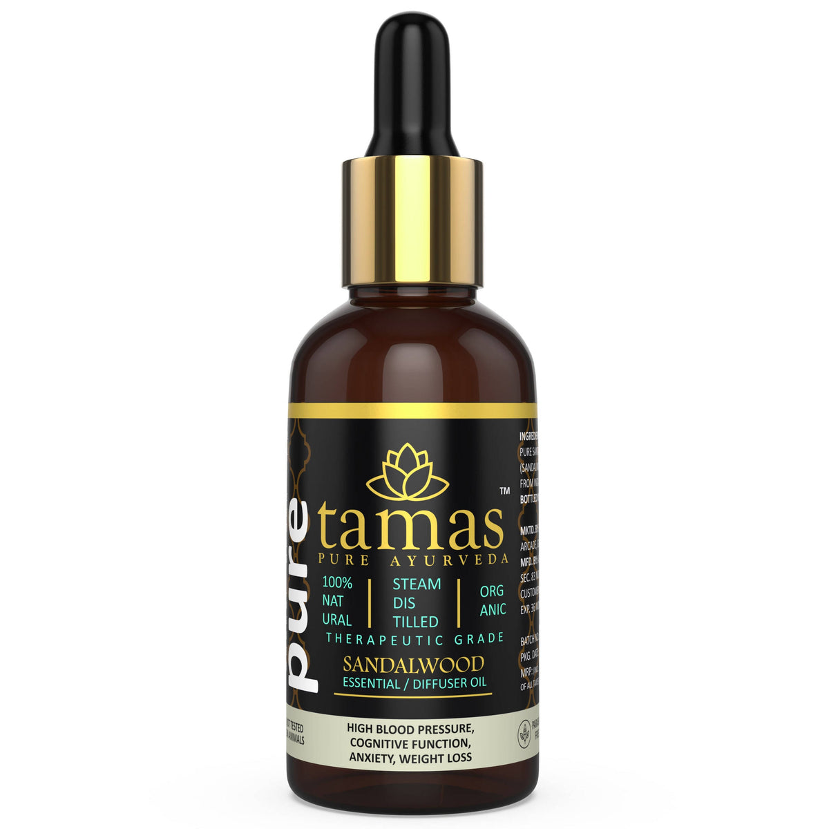 Tamas Pure Ayurveda 100% Organic Sandalwood (Santalum Album) Essential Oil - USDA Certified Organic | Grocsy