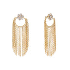 Nuyug 22K Gold Plated Crystal Studded Floral Stud Contemporary Dangler Earrings | Grocsy