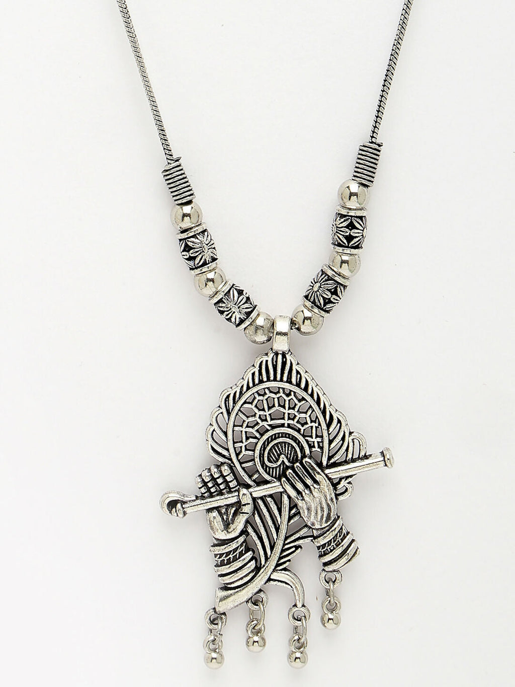NVR Women's Silver-Toned German Silver Oxidised Pendant with Chain | Grocsy