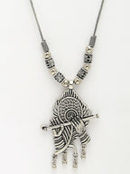 NVR Women's Silver-Toned German Silver Oxidised Pendant with Chain | Grocsy
