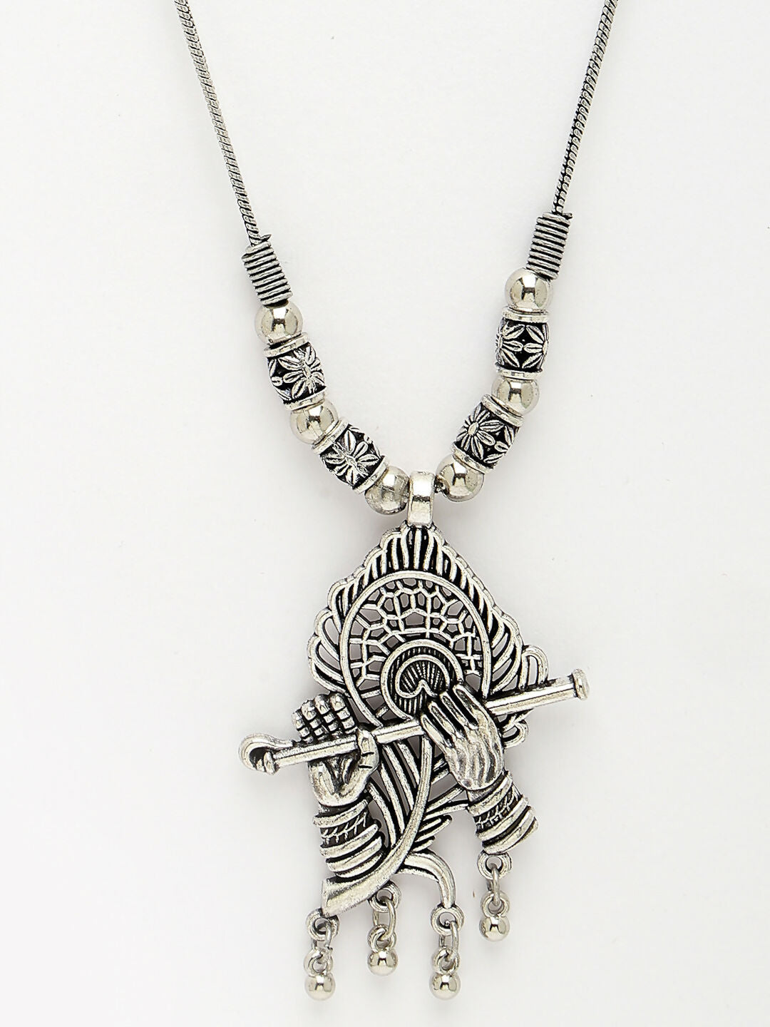 NVR Women's Silver-Toned German Silver Oxidised Pendant with Chain | Grocsy