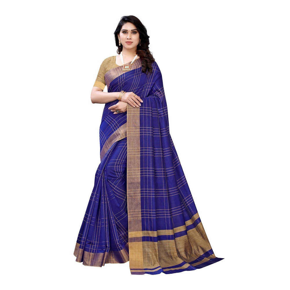 Vamika Navy Cotton Silk Weaving Saree (Anaya Navy Blue) | Grocsy