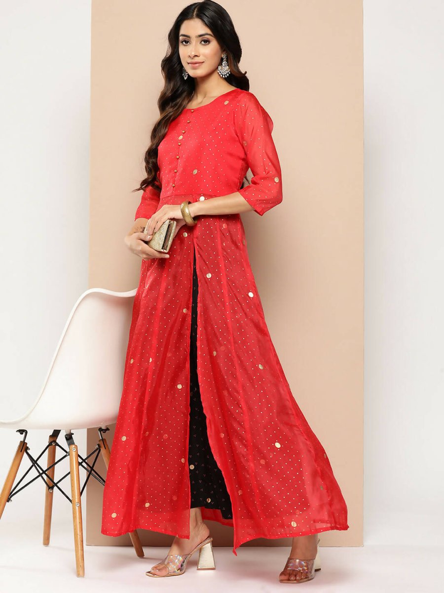 Ahalyaa Womens Kurta Set - Red | Grocsy