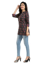 Snehal Creations Blissful Black Rayon Short Kurti Tunic Top | Grocsy