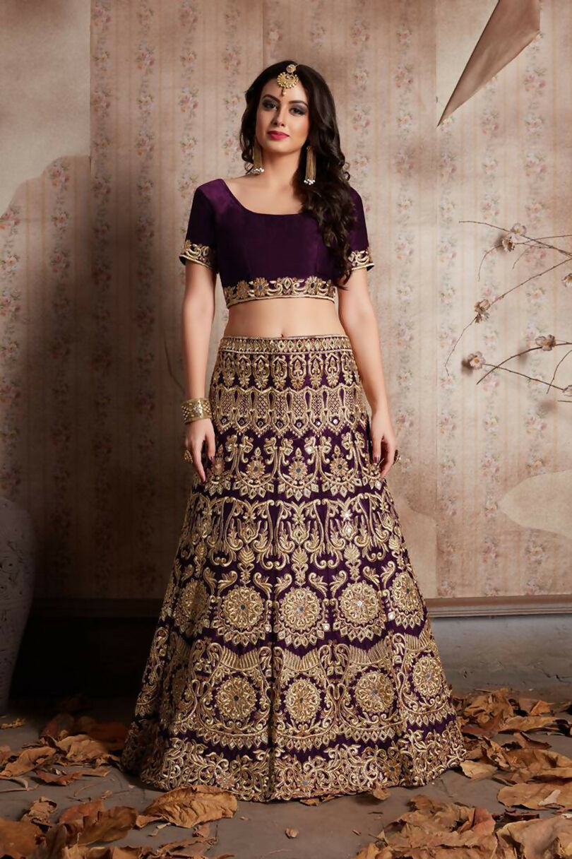 Jyoti Fashion Mesmerizing Wine Sequins Embroidered Velvet Lehenga Choli with Dupatta | Grocsy